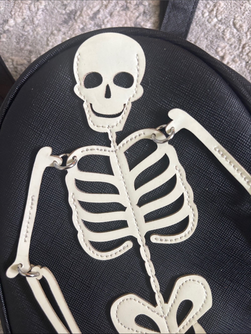 Bath & Body Works glow n dark Black Mini Backpack with Cream Skeleton - Picture 2 of 5